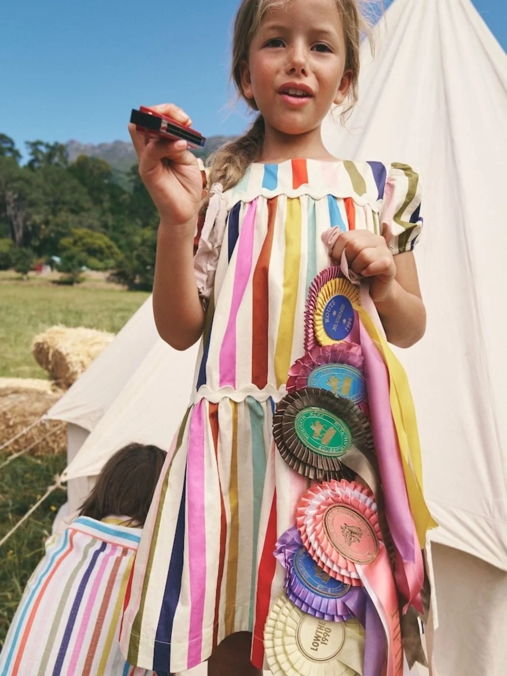 Boden Rainbow Stripe Tiered Dress — Multicolor